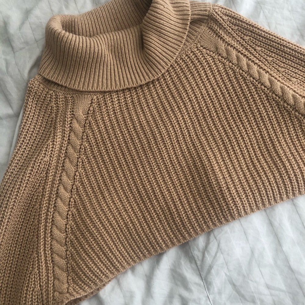 12th Tribe — Nude Cropped Cowl Neck Sweater